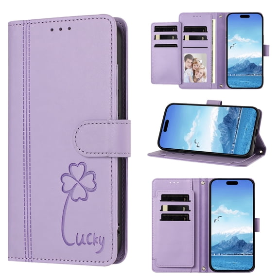 Case for iPhone 14 Plus Shockproof PU Leather Case with 9 Card Slots Kickstand Magnetic Flip Wallet Protective Phone Cover, Light purple