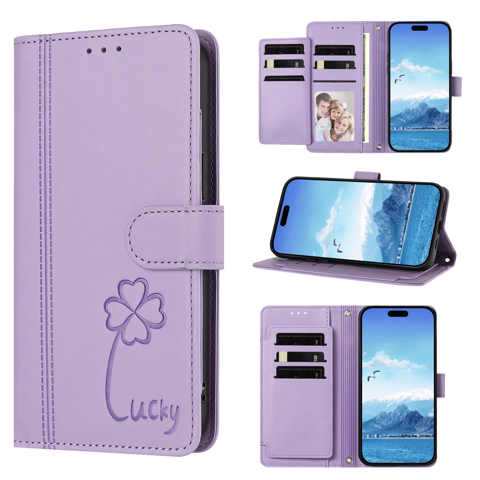 Case for Moto Edge 60 Neo / Moto Edge 50 Neo Shockproof PU Leather Case with 9 Card Slots Kickstand Magnetic Flip Wallet Protective Phone Cover, Light purple