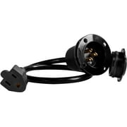 ENERLITES Flanged Inlet Power Plug with Integrated 18-in Extension Cord, Male Connector Plug, No Wiring, Nylon Facing, 15A (NEMA 5-15), Waterproof Cover, 66205-BK, Black