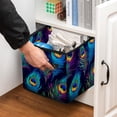 thumbnail image 5 of Peacock Feathers Foldable Toy Box with Handle, 10.8"x10.5"x10.6", Large Capacity Cube Organizer Bins, 5 of 6
