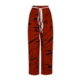 thumbnail image 5 of XFYSSS Ladies' Fashion Casual Printed Drawstring High Waist Wide Leg Pants Full Length Pants Women Polyester Pants, 5 of 5