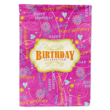 Happy Birthday Pink Flag Canvas House Size