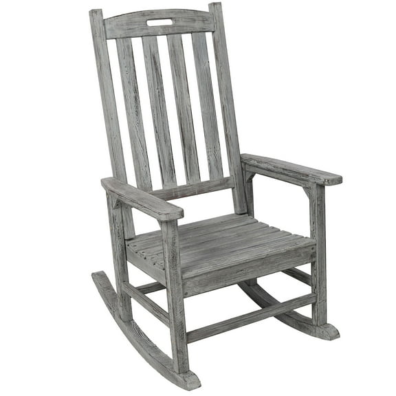 Ergonomic Wooden Porch Rocker Chair, Fir Log Design, Heavy-Duty Build, Comfortable Patio Rocking Chair For Outdoor Relaxation and Leisure Time in Garden, Yard, or Balcony Spaces