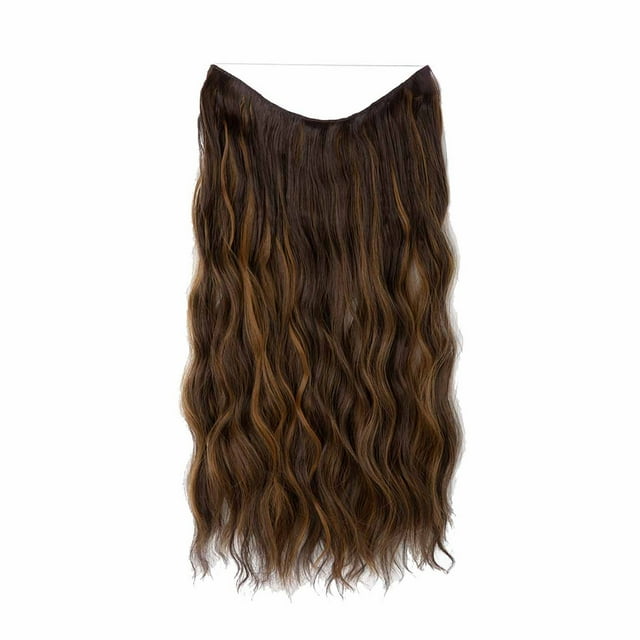 Synthetic Wire Hair Extension - 16 Inch, Wave Curly - Clip-In, Transparent Headband, Adjustable - for Women, Thickening/Lengthening Hair