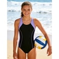 thumbnail image 2 of Aideaone Girls Athletic One Piece Swimsuits Racerback Modest Bathing Suit with Detachable Padded 9-16Y, 2 of 8