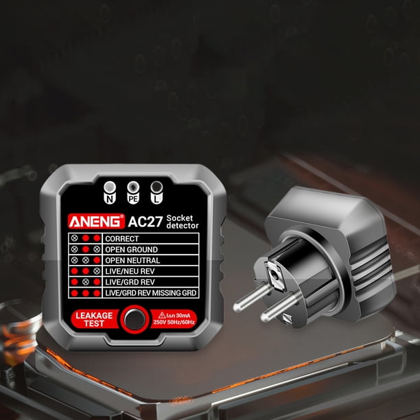Instrumentos de prueba del detector de voltaje del comprobador de toma de corriente ANENG AC27 (negro de la UE) Sywqhk Para estrenar