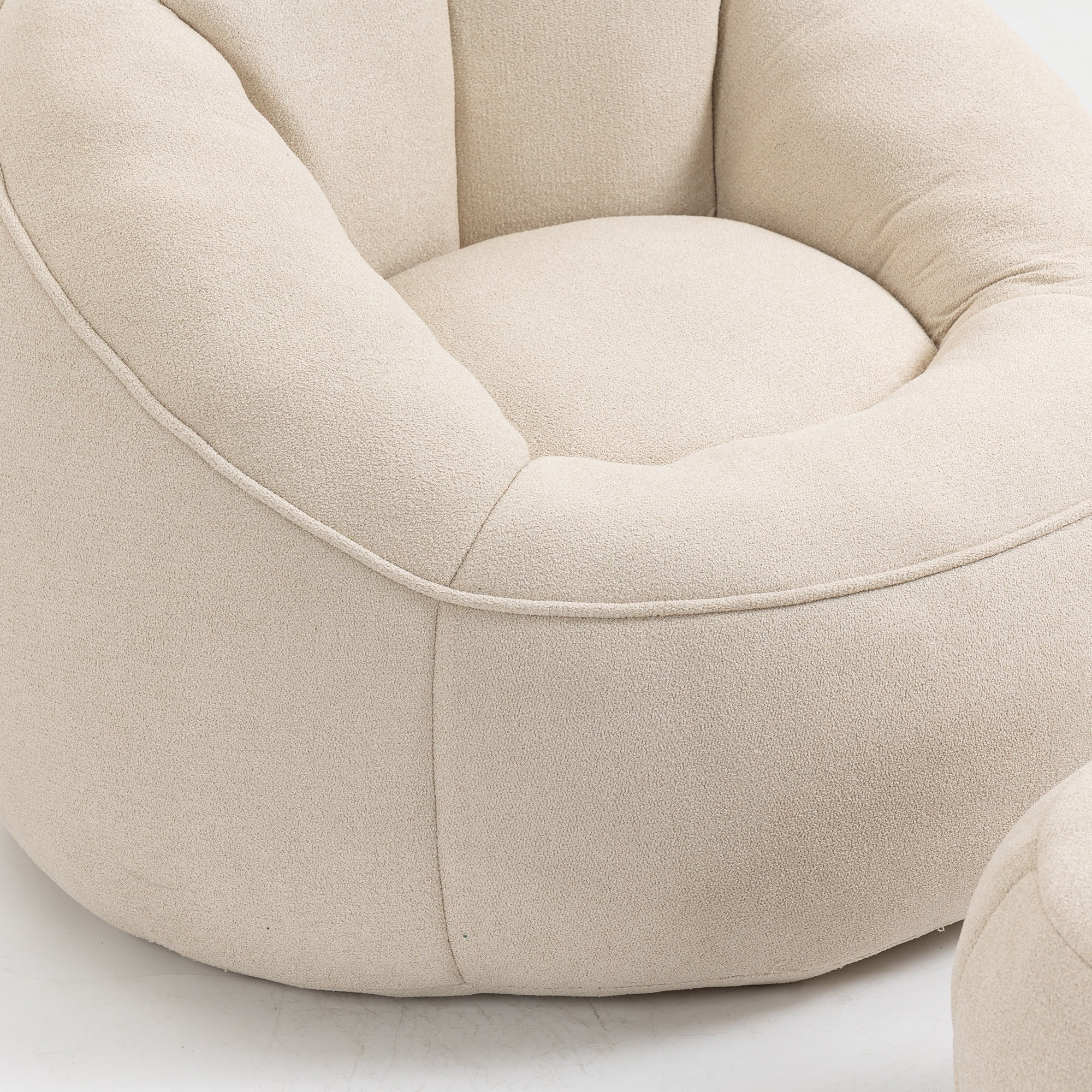 PORKISS Oversized Bean Bag Chair with Ottoman, Memory Foam Super Soft Lazy Couch for Adults Teens Kids, Microfiber Beige