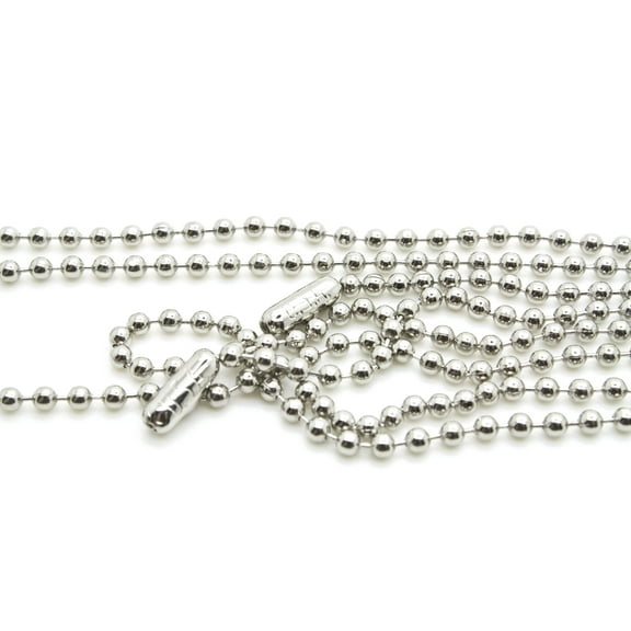Pack of 100 - Stainless Steel Ball Chains Necklace with Connector 30 Inch Length 2.4mm
