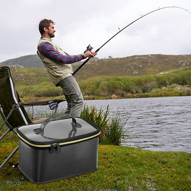 Cubo de pesca plegable, contenedor para viveros, caja de almacenamiento de peces EVA de 10 l con asa para facilitar su transporte, diseño resistente y a prueba de fugas para viajes de pesca