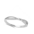 thumbnail image 4 of White CZ Beaded Criss Cross Thin Knot Ring .925 Sterling Silver Band Jewelry Female Size 7, 4 of 4