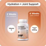 Pure Hyaluronic Acid Supplements 250mg with Vitamin C 50mg - 120 Vegan Capsules - Skin Hydration for Natural Glow - Pure Supplement w/Hair, Nails, Bone & Joint Health Formula