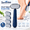 Blue+White, variant on Foot File Callus Remover Set, Dual-Sided Heel Scraper with 2 Handles & 8 Replacement Heads, Manual Pedicure Tool for Dry Rough Feet