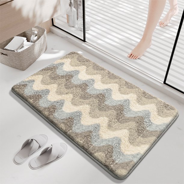 Alfombrilla de baño antideslizante | Alfombra de entrada de poliéster absorbente | Patrón decorativo | Secado rápido | Alfombra de felpa suave lavable | Uso multisala | 23,6 x 15,7 pulgadas |