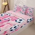 thumbnail image 3 of Manfei Initial Letter Alphabet E Zipper Queen Comforter Set with Fitted Sheet and 2 Pillowcases,3D Cartoon Soccer Print Zipper Bedding Set,Pink Reversible,4-Piece, 3 of 7
