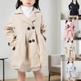thumbnail image 6 of CPNG Toddler Little Girls Double Breasted Trench Coat Dress Coats Lapel Long Trench Coats Outerwear with Pockets(Khaki,5-6 Years), 6 of 6