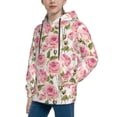 thumbnail image 2 of Fotbe Rose Flowers Pattern Youth Pullover Hooded Sweatshirt, Boys Hoodie, Kangaroo Pocket Hoodie for Kids Girls -Small, 2 of 6