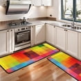 thumbnail image 3 of Kitchen Rugs Sets Of 2,Colorful Rainbow Checkered Pattern Anti Fatigue Kitchen Mat Rugs Non Slip Washable,Decorative Kitchen Floor Mats for Kitchen,Sink,Laundry,17"x47"+17"x47", 3 of 5