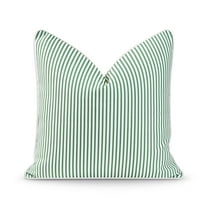 Hofdeco Premium Coastal Patio Indoor Outdoor Pillow Cover Only, 20"x20" Water Resistant for Backyard, Couch, Green Stripe