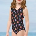 thumbnail image 4 of FOR U DESIGNS Lightweight One Piece Swimsuit Girls 5-6 Years Old Kids Athletic Bathing Suit Colorful Dog Paw V-Neck Bodysuit for Swimming Surfing, 4 of 8