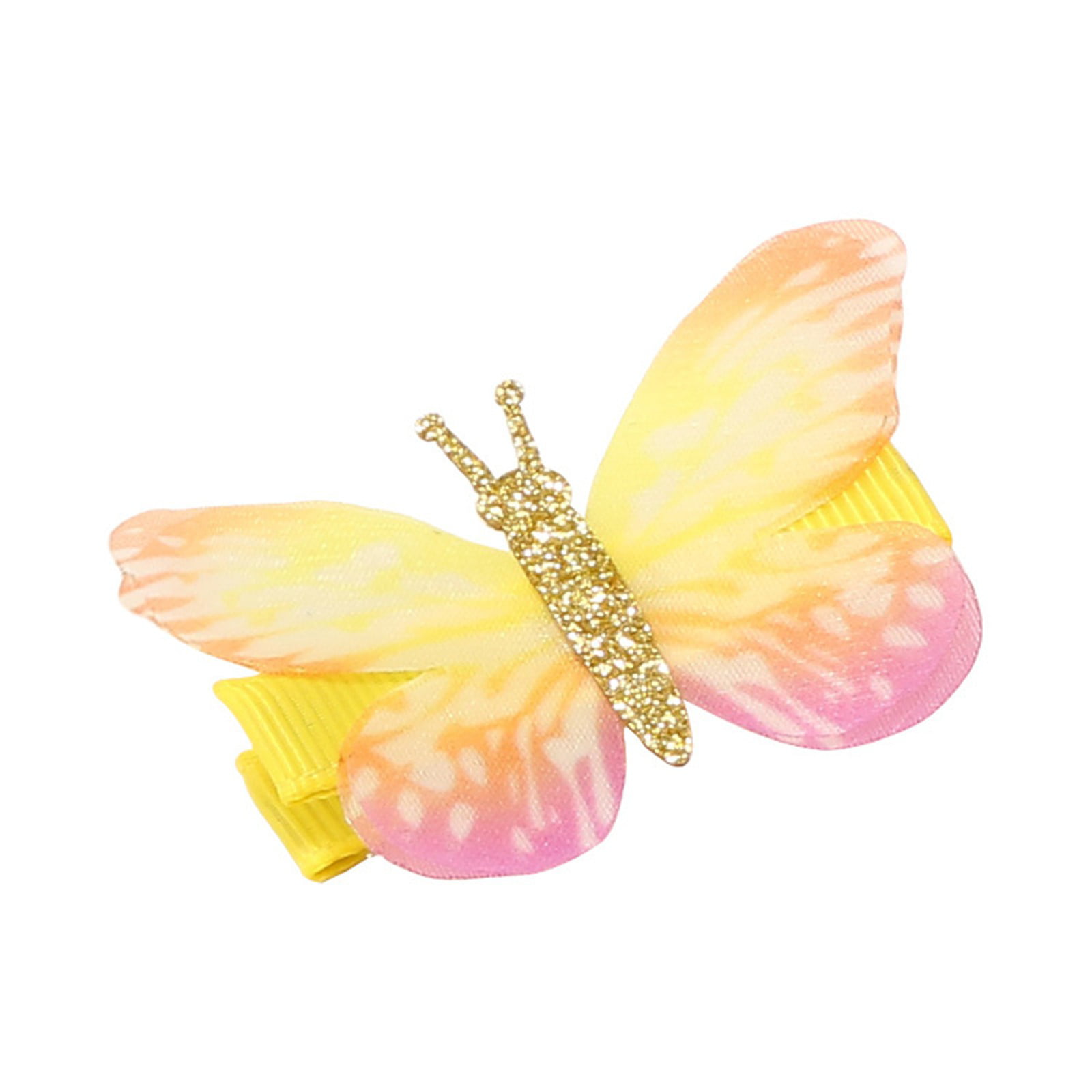 Women Baby Girl Hair Claws Rhinestone Butterfly Snap Clip Barrette for Infant Toddlers Kids 10pc- Colorful Butterfly 