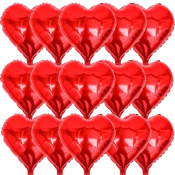 Globos de aluminio Woduntes con forma de corazón rojo de 18 pulgadas (15 unidades)