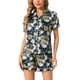 thumbnail image 1 of INSPIRAR CHIC Ropa de descanso para mujeres, pijama de verano con camisa de botones y pantalones cortos, conjunto L Flores Negras, 1 of 5