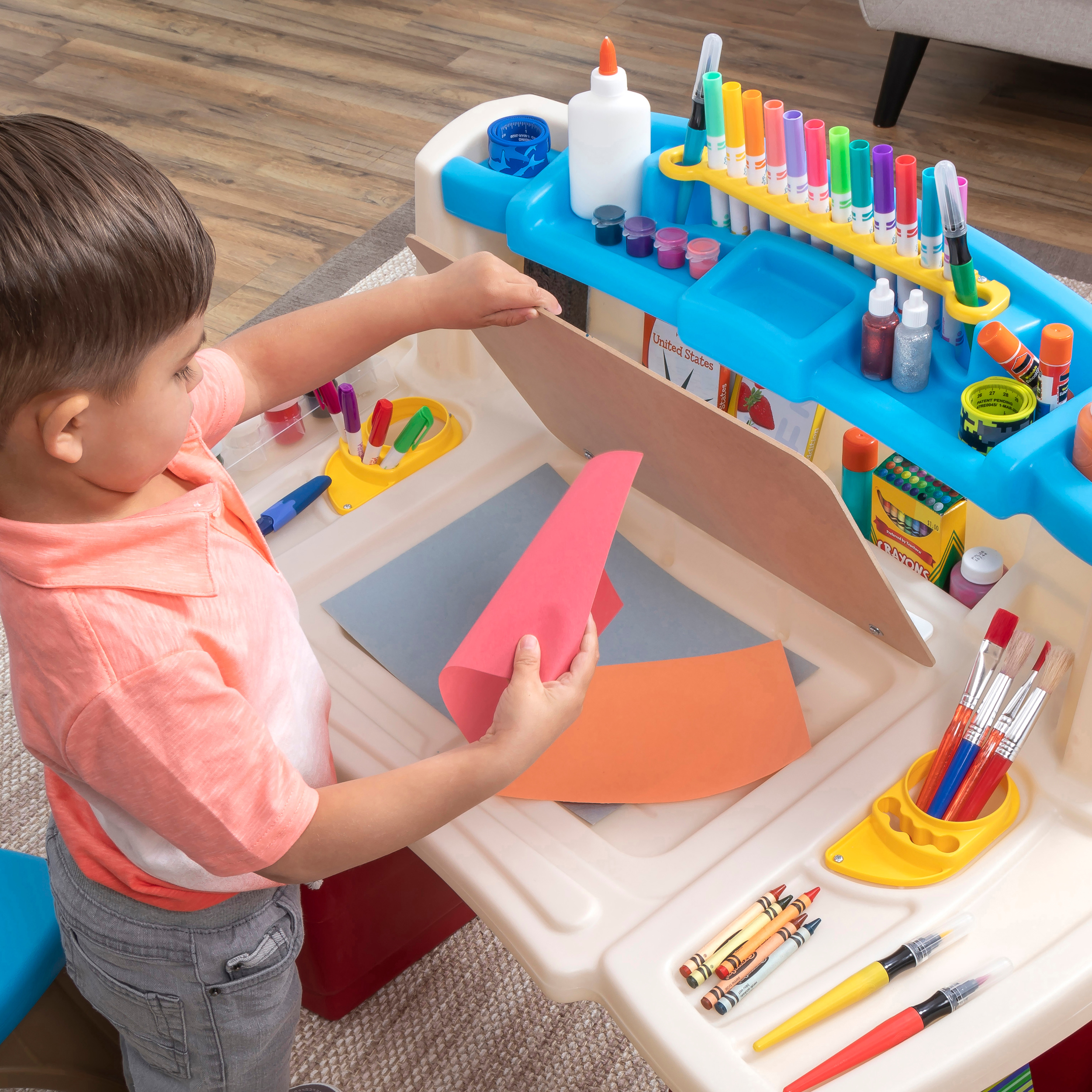 Step2 Deluxe Art Master Desk Plastic Kids Activity Center and Table - image 4 of 26