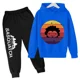 thumbnail image 3 of Conjunto de sudadera con capucha y pantalones de polar para niños, conjunto de 2 piezas, chándal, estampado de cabeza grande de Sasquatch furtivo, 3 of 5