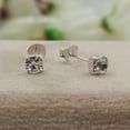 thumbnail image 4 of 925 Sterling Silver April Birthstone White Topaz Cubic Zirconia Stud Earrings Minimalist Handmade Birthday Gift Studs with Pushback, 4 of 7