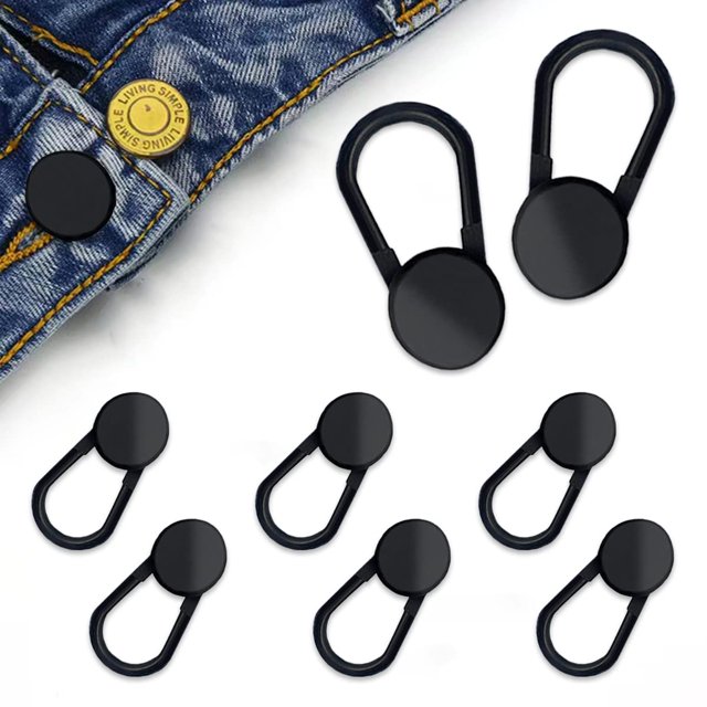 MARSHOHO Paquete de 8 extensores de botones para pantalones extensores de cintura con botones flexibles para hombres y mujeres pantalones vaqueros faldas vestido (negro)