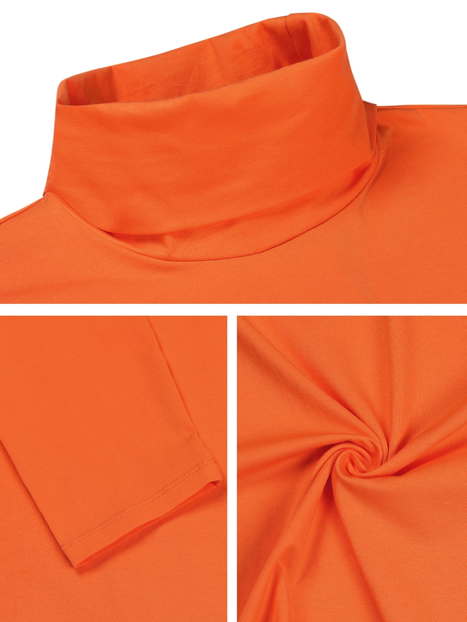 Unique Bargains Men's Pullover Lightweight Long Sleeve Top Turtleneck T-Shirt 34 Orange