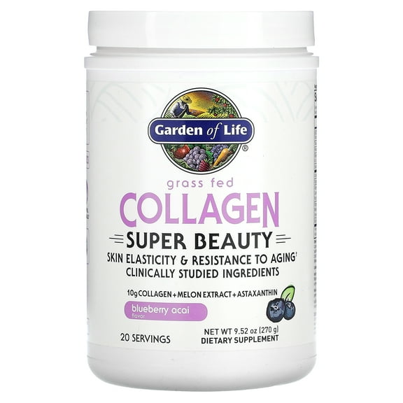 Garden of Life Grass Fed Collagen Super Beauty - Blueberry Acai 9.52 oz Pwdr