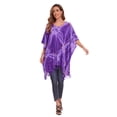 thumbnail image 2 of Beautybatik Purple Women Boho Hippie Tie Dye Plus Size Tunic Blouse Kaftan Top 3x, 2 of 6