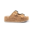 thumbnail image 2 of Jane and the Shoe Jordan Cork Platform Flatform Wedge Buckle Mule Sandals (Cork, 9), 2 of 5