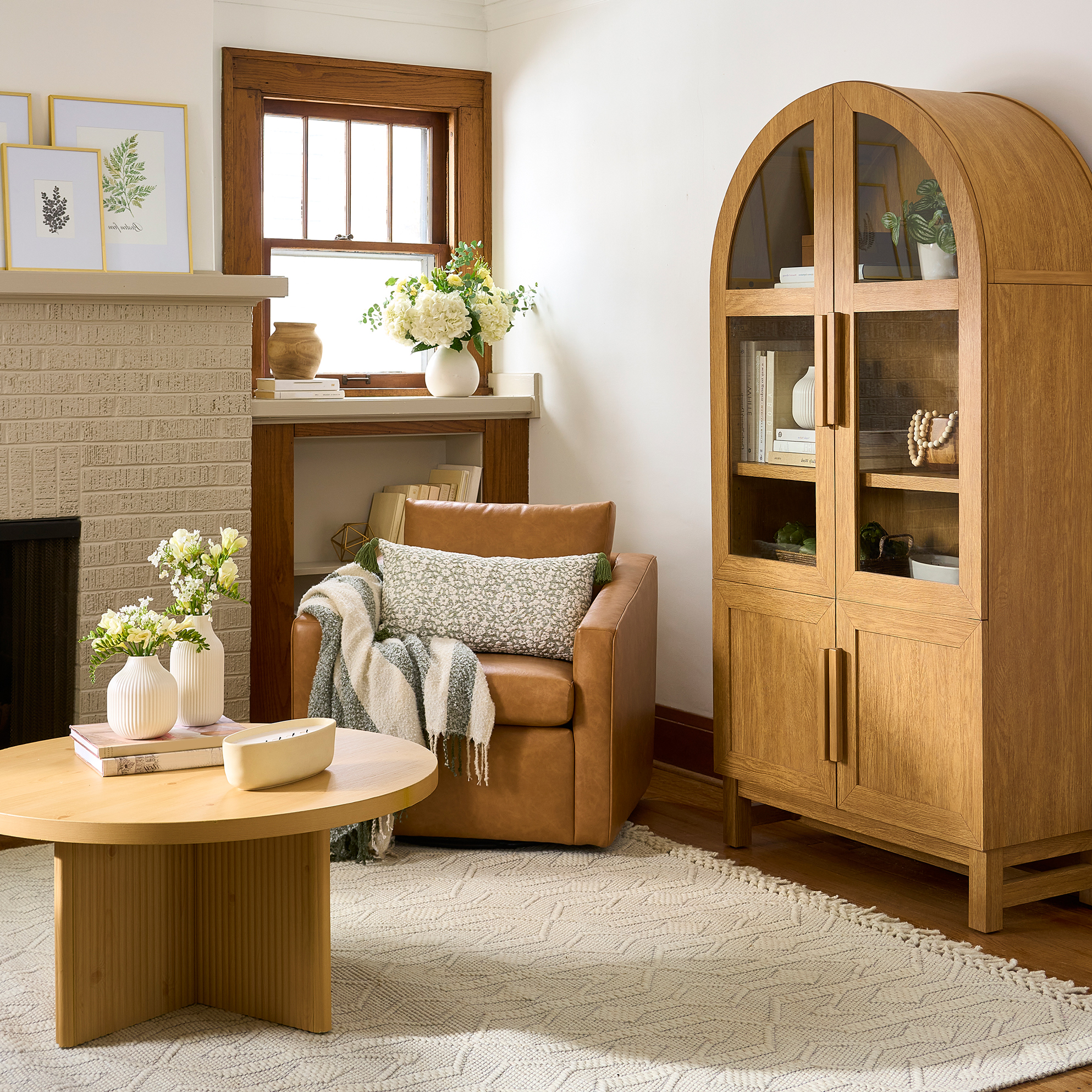 Better Homes & Gardens Steele Swivel Accent Chair, Camel photo 2