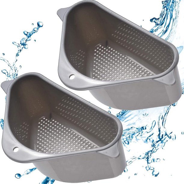 Cesta de colador de fregadero de 2 piezas, cesta de colador de fregadero de cocina, cesta de colador de fregadero de esquina para fregadero, colador de alimentos o estante de almacenamiento