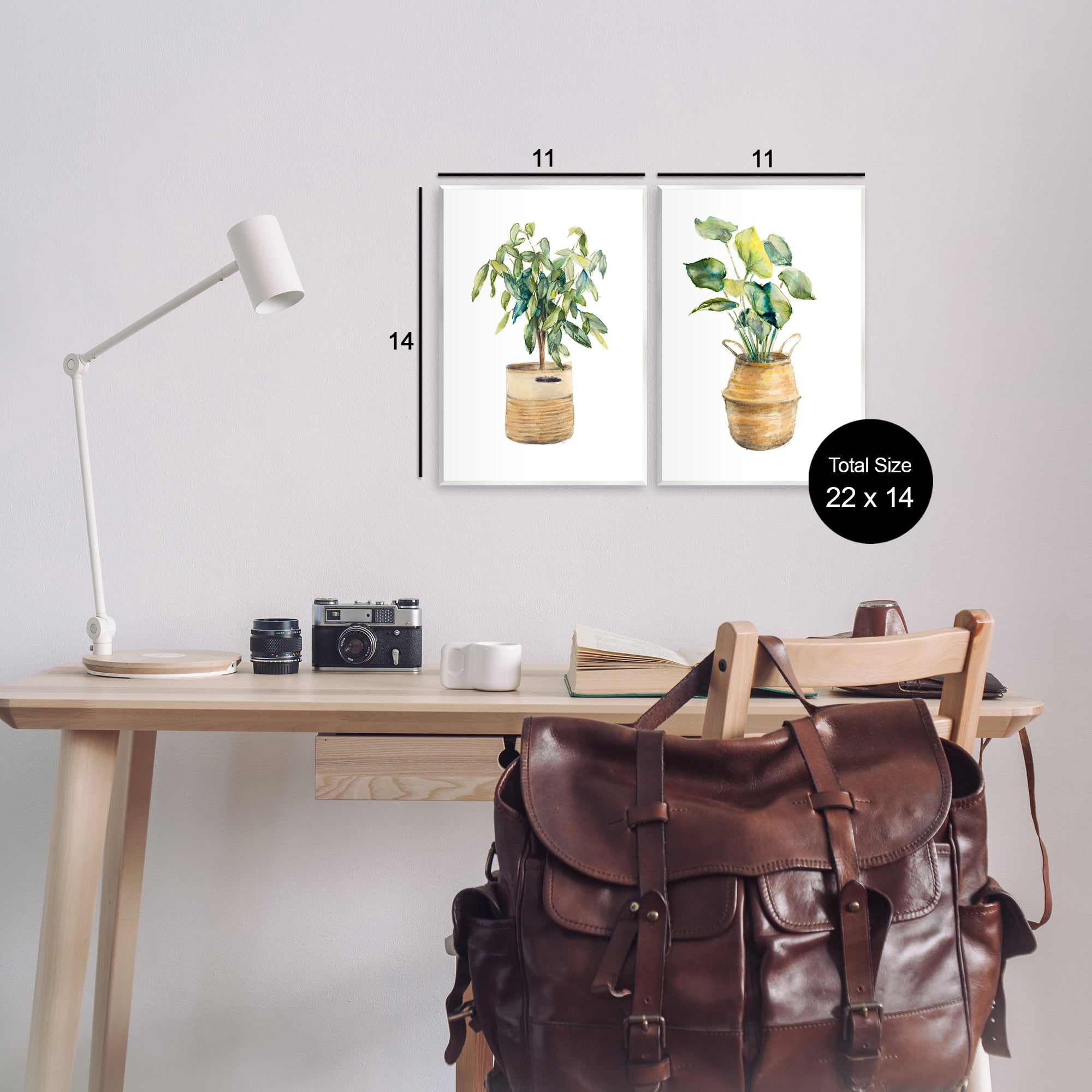 Stupell Industries Lush Houseplants in Wicker Pots Plants & Flowers Painting Unframed Art Print Wall Art, 11 x 14, Set of 2