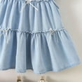 thumbnail image 4 of Freshbabe Girls' Light Blue Ruffle Sleeve Tiered Dress, Sleeveless Bow Detail Casual Swing Dress for Summer Daily Wear, 4 of 8