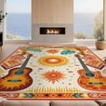 thumbnail image 2 of Design&I 4'x6' Washable Area Rug Snag-Free Skid-Resistant Medium Hawaii Guitar Tiki Boho Sunset Motifs Hibiscus Luau Party Surf for Home Office, Under Desk, 2 of 7