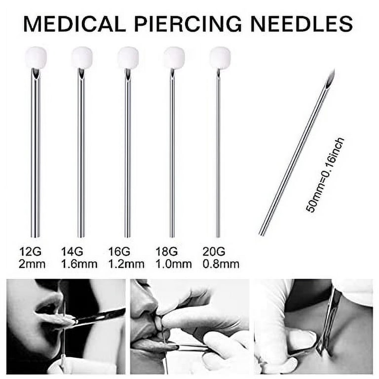 Body Piercing Needles, ATOMUS 10pcs 14G Stainless Steel Sterile Disposable  Ear Nose Navel Nipple Lip Piercing Needles