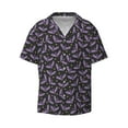 thumbnail image 2 of Lsque Bat Purple print Men's Cuban Collar Short Sleeve Shirt Summer Beachwear Casual Button Down Fashionable Vacation Leisure Shirt-Large, 2 of 7