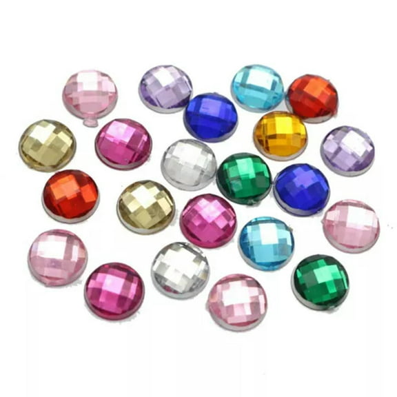 EOEMY 200 Acrylic Flatback Faceted Round Rhinestone Glue On Gems 10mm Color Choice-Mixed Colour