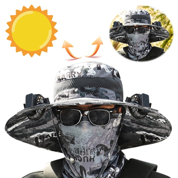 Ventilador Recargable Con Batería Litio USB Con Batería Incorporada Larga Duración Alta Potencia Eólica Protección Solar Y Sombrero Con para Hombres (S1 Requiere Embalaje OPP Independiente)
