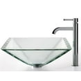 thumbnail image 2 of KRAUS Square Glass Vessel Sink in Clear with Ramus Faucet in Chrome, 2 of 6