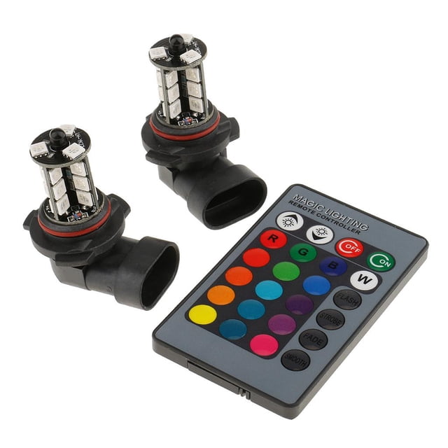 Almencla 2pcs 9006 Car RGB Fog Daytime Driving LED Light Bulb Remote Control