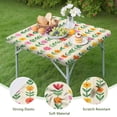 thumbnail image 4 of Pioneer Flower Floral Print Pattern Square Fitted Tablecloth with Elastic Edge,Square Table Cover,Washable Elastic Table Cover for Home Kitchen Party Decor 36"x36", 4 of 6