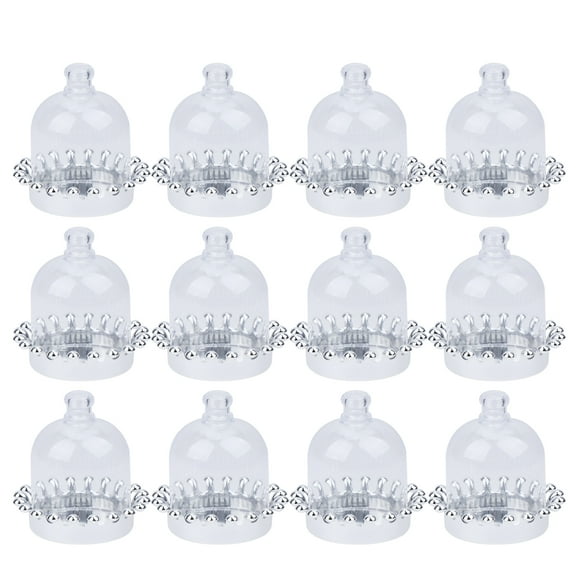 MasteelfCA 12pcs Portable Cake Carrier Cover Plastic Cloche Cakes Plate Multifunctional Cupcakes Display Desserts Transparent Dome Silver Bottom Plate