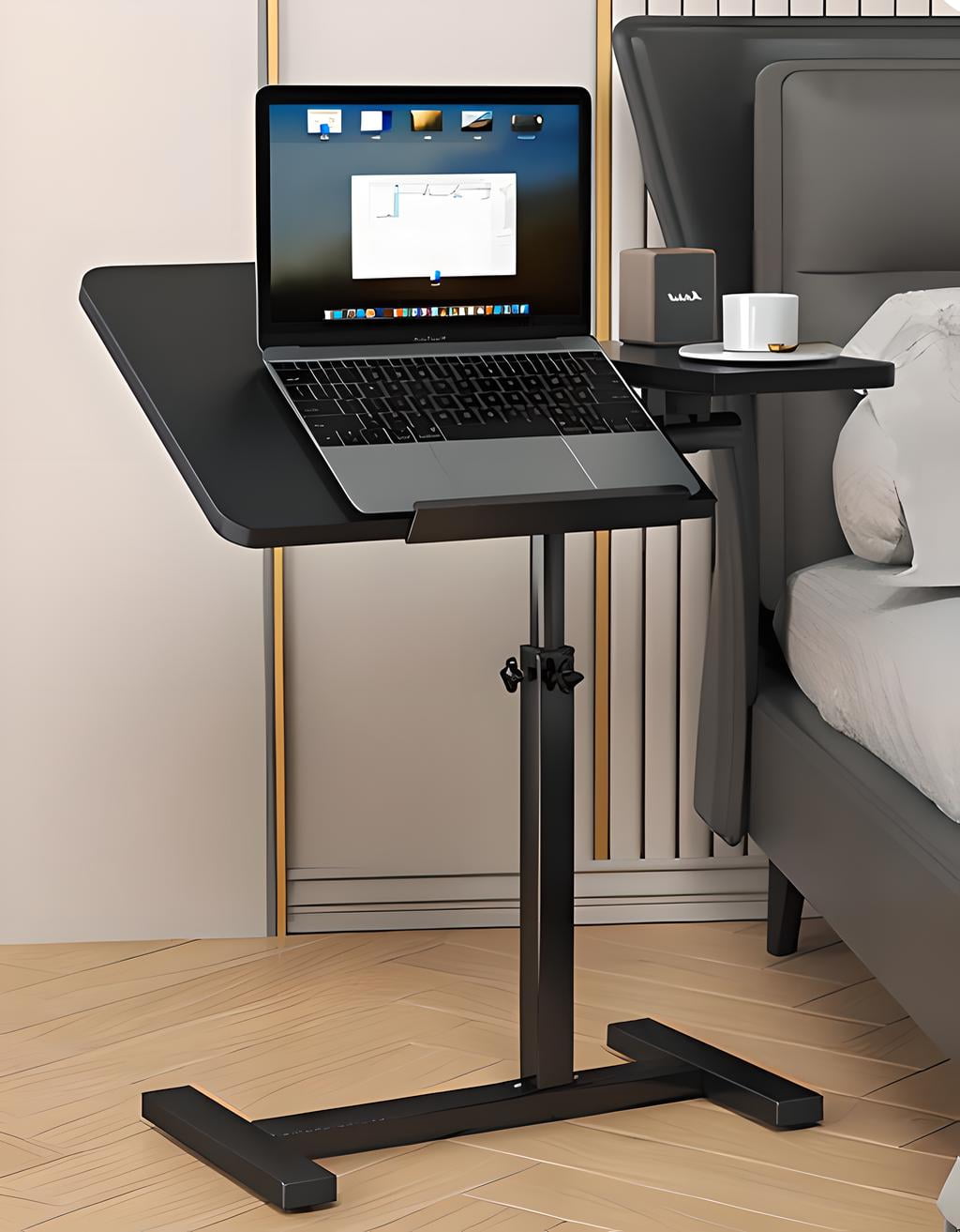 StarZe Height Adjustable Side Desk,Laptop Desk,Rotatable Tilting Desktop Rolling Mobile Desk with Silent Wheels,Black