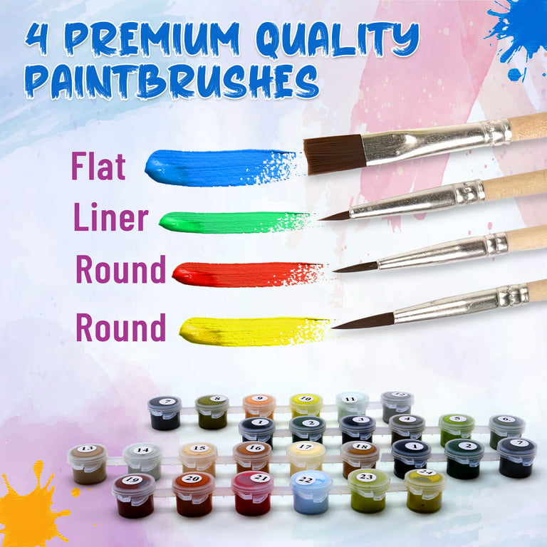 Frameless, Paint By Number Kits With Brushes And Acrylic Paints