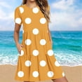 thumbnail image 2 of Sentmoon Robe Bohème pour Femmes avec Poches à Manches Courtes Col Ras du Cou Robe de Cocktail Grande Taille2026 Été Coupe Régulière Extensible Vacances Robes pour Femmes Grande Taille Jaune P, 2 of 7